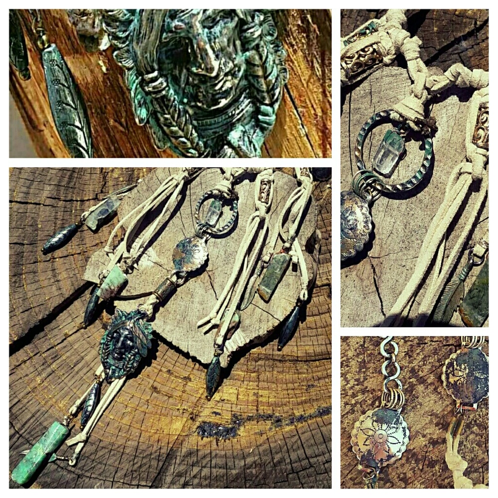 🔥SOLD🔥INDIAN CHIEF SUEDE HEALING NECKLACE - Picture 2 of 8